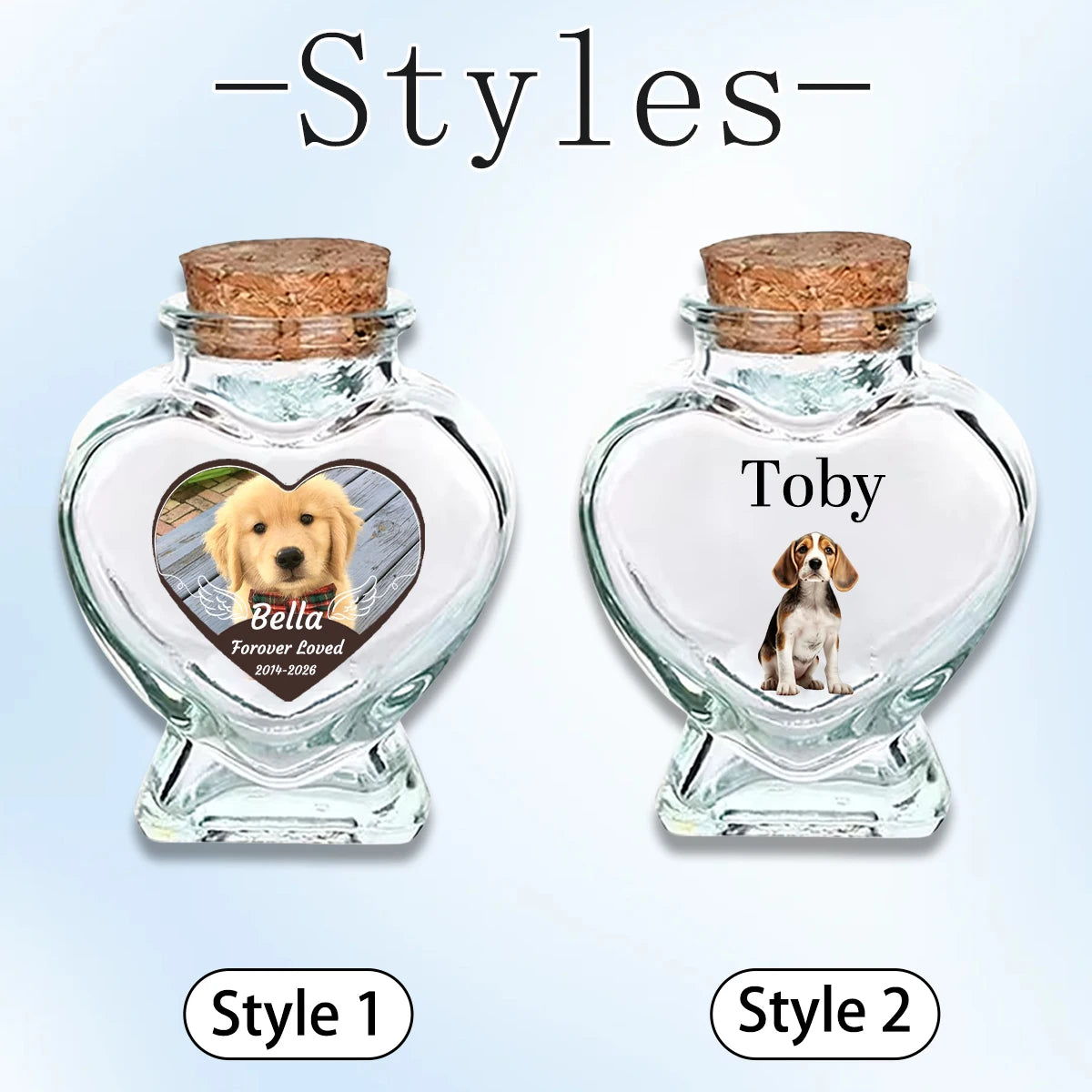 Custom Heart Pet Memory Bottle