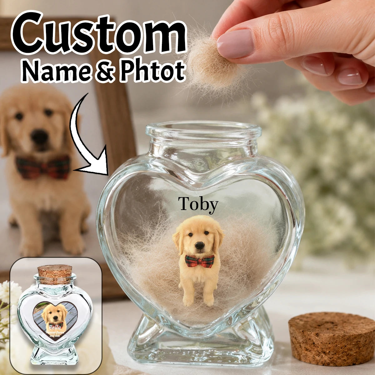 Custom Heart Pet Memory Bottle