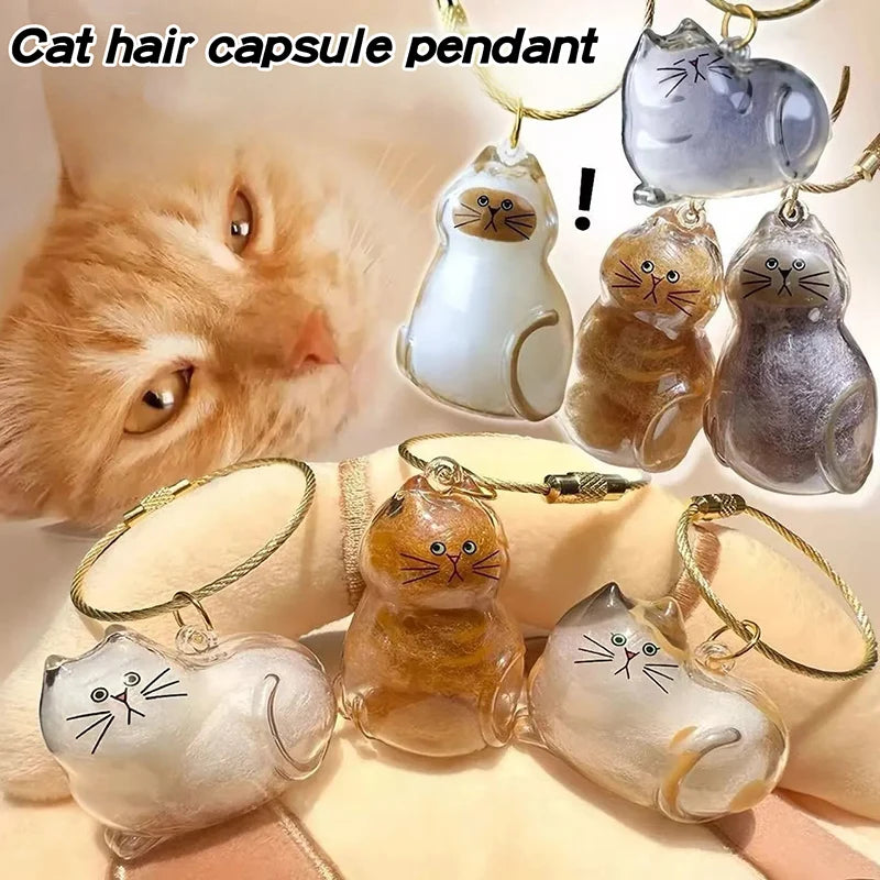 Cat Hair Memorial Storage Keychain Cat