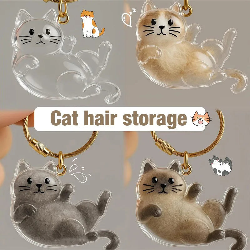 Cat Hair Memorial Storage Keychain Cat