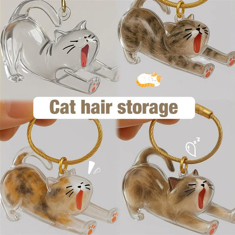Cat Hair Memorial Storage Keychain Cat