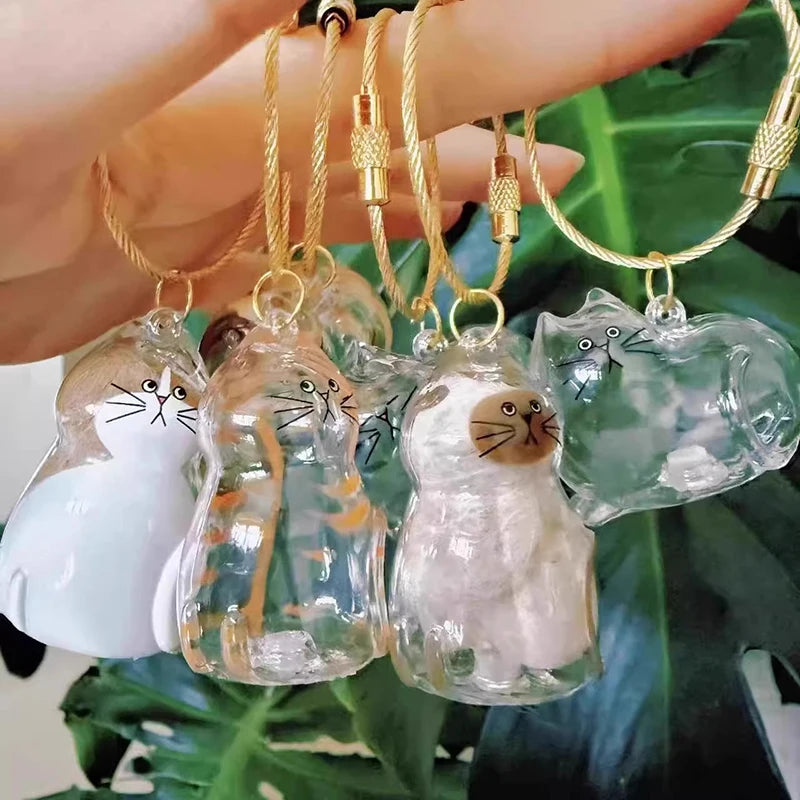 Cat Hair Memorial Storage Keychain Cat