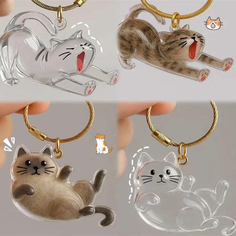 Cat Hair Memorial Storage Keychain Cat